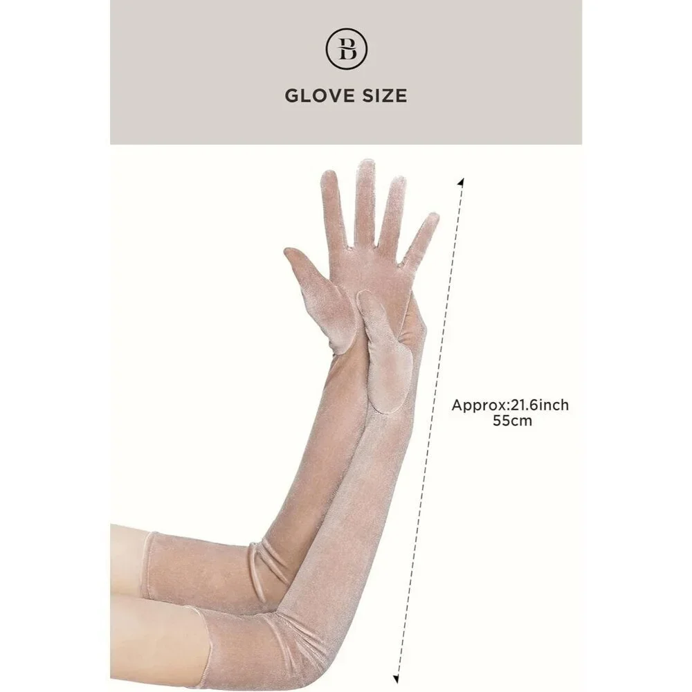 Women's Velvet Khaki  Long Gloves Elbow Flapper Costume Party Tea Accessories